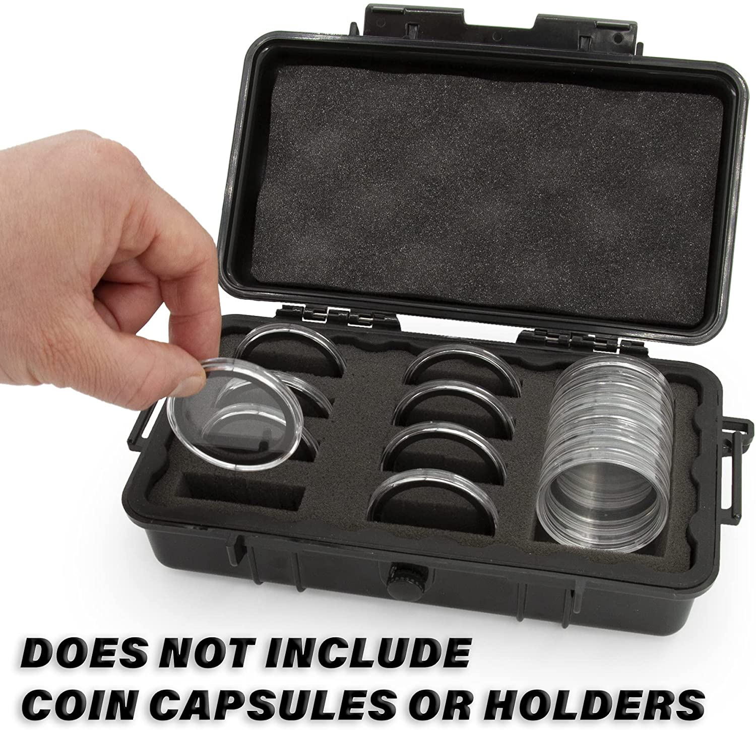 CASEMATIX Coin Holder Case - Fits 30+ Coin Capsules for Silver Dollar, American Silver Eagle & More (Up to 52mm) - Perfect for Coin Collectors & Numismatic Storage