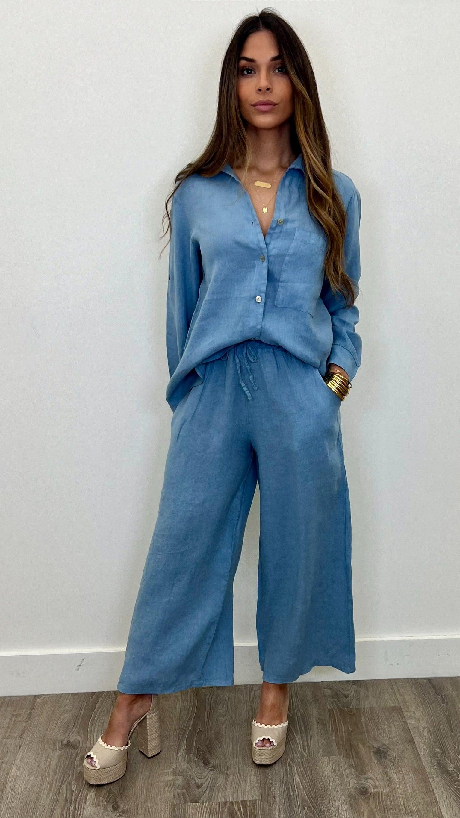 Lucia Linen Button Up Shirt for Women - Breathable Summer Blouse for Casual Wear & Office Outfits