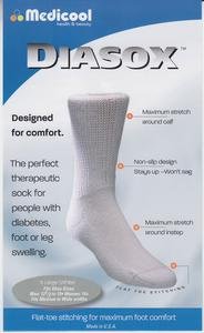 **Diasox Seam-Free Diabetic Socks for Men & Women - Large Size, White - Comfortable Non-Binding Socks for Circulation & Foot Care - Ideal for Daily Wear, Travel & Diabetic Foot Health**