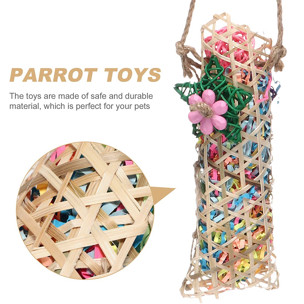 2pcs Natural Rattan Bird Chew Toys - Parrot Shredder & Hammock Plaything for Biting, Hanging & Foraging - Perfect for Christmas Gifts & Birdcage Enrichment | Ideal for Parrots, Cockatiels & Small Birds to Relieve Stress & Exercise Beaks
