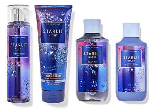 Bath & Body Works STARLIT NIGHT Luxury Gift Set - Fragrance Mist, Body Cream, Lotion & Shower Gel Full Size Set - Perfect for Holidays, Birthdays & Self-Care Gifts
