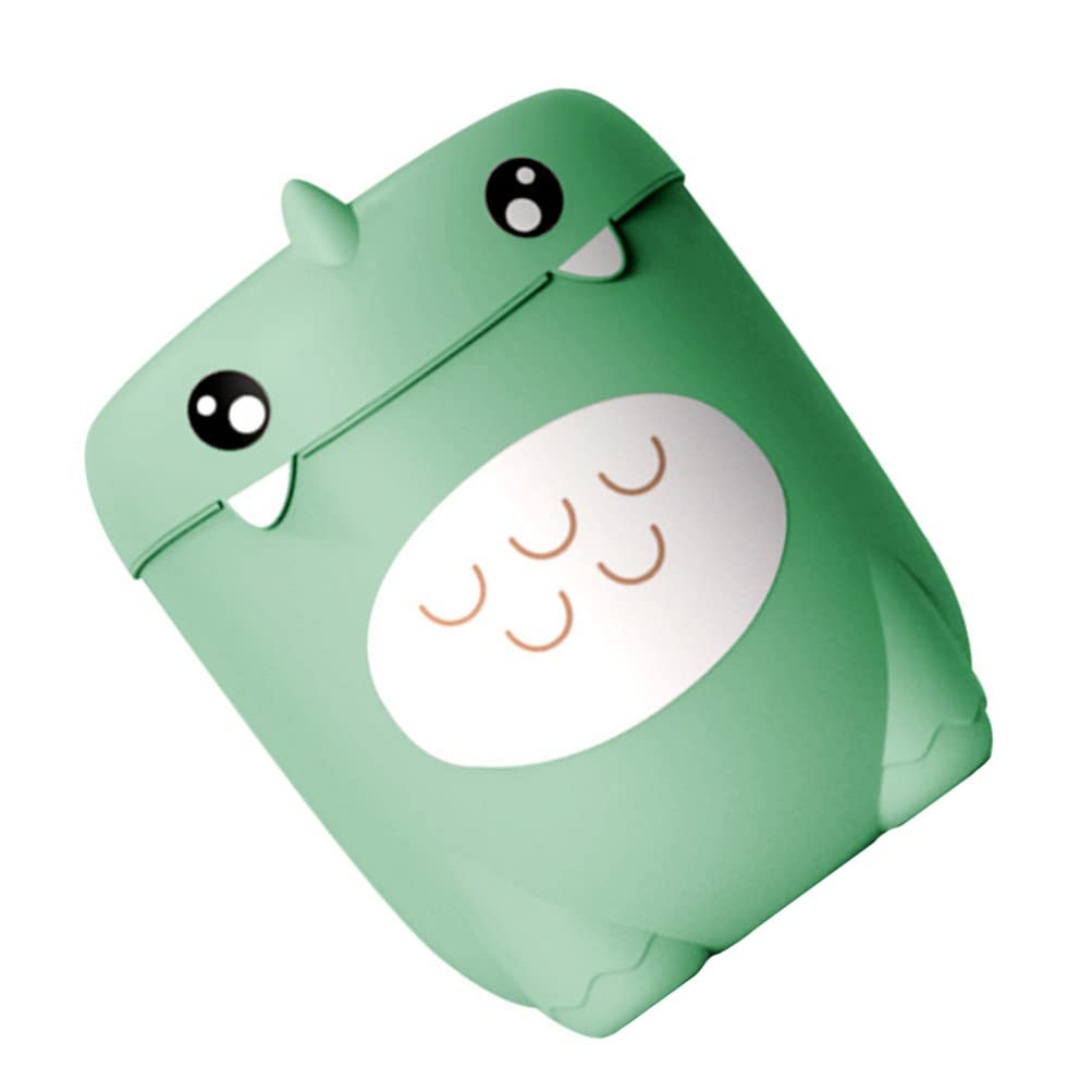 FOMIYES Mini Desktop Trash Can - Small Waste Basket Bin for Home, Office, Bathroom & Vanity | Cute Cartoon Design | Perfect for Makeup Brushes, Cotton Swabs & Small Trash | Light Green Color