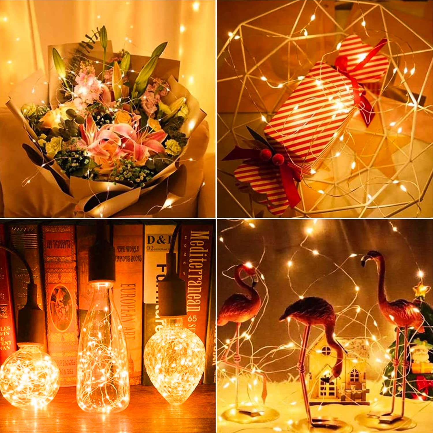 2 Pack 200 LED Fairy Lights Battery Operated String Lights with Remote & 8 Modes - 33FT Waterproof Copper Wire Twinkle Lights for Christmas, Wedding, Party, Garden, Patio, Bedroom, Outdoor & Indoor Decor (Warm White)