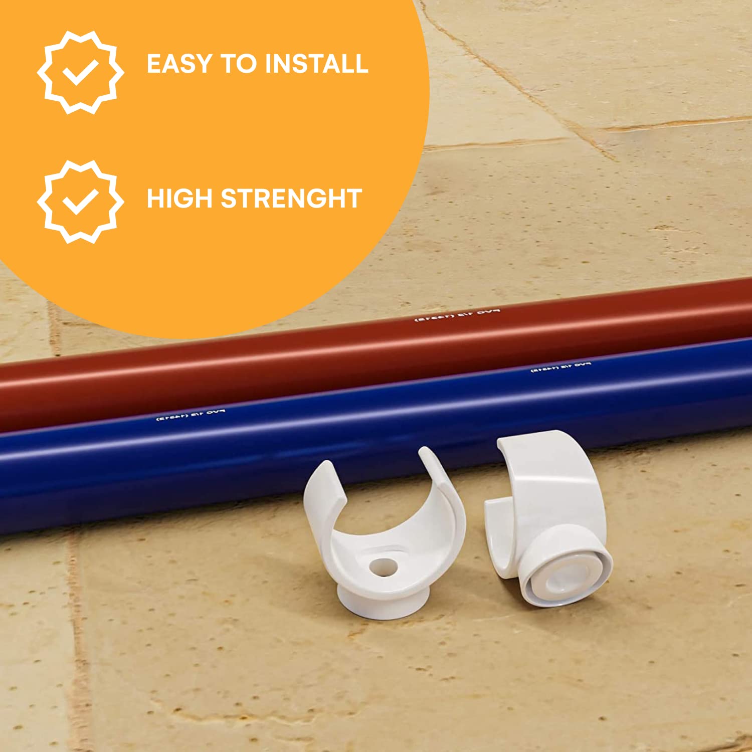 1/2 Inch PEX Pipe Support Hangers 130 Pack - U-Shaped PVC Water Pipe Clamps for PEX-AL-PEX & PEX Tubing - Ideal for Plumbing, HVAC & Underfloor Heating Systems