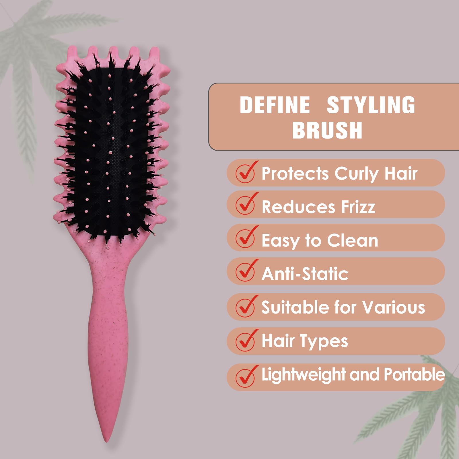 Curl Defining Hair Styling Brush for Women - Professional Curling Wand & Styler for Perfect Beach Waves & Natural Curls - Ideal for Home Use, Travel & Salon Styling