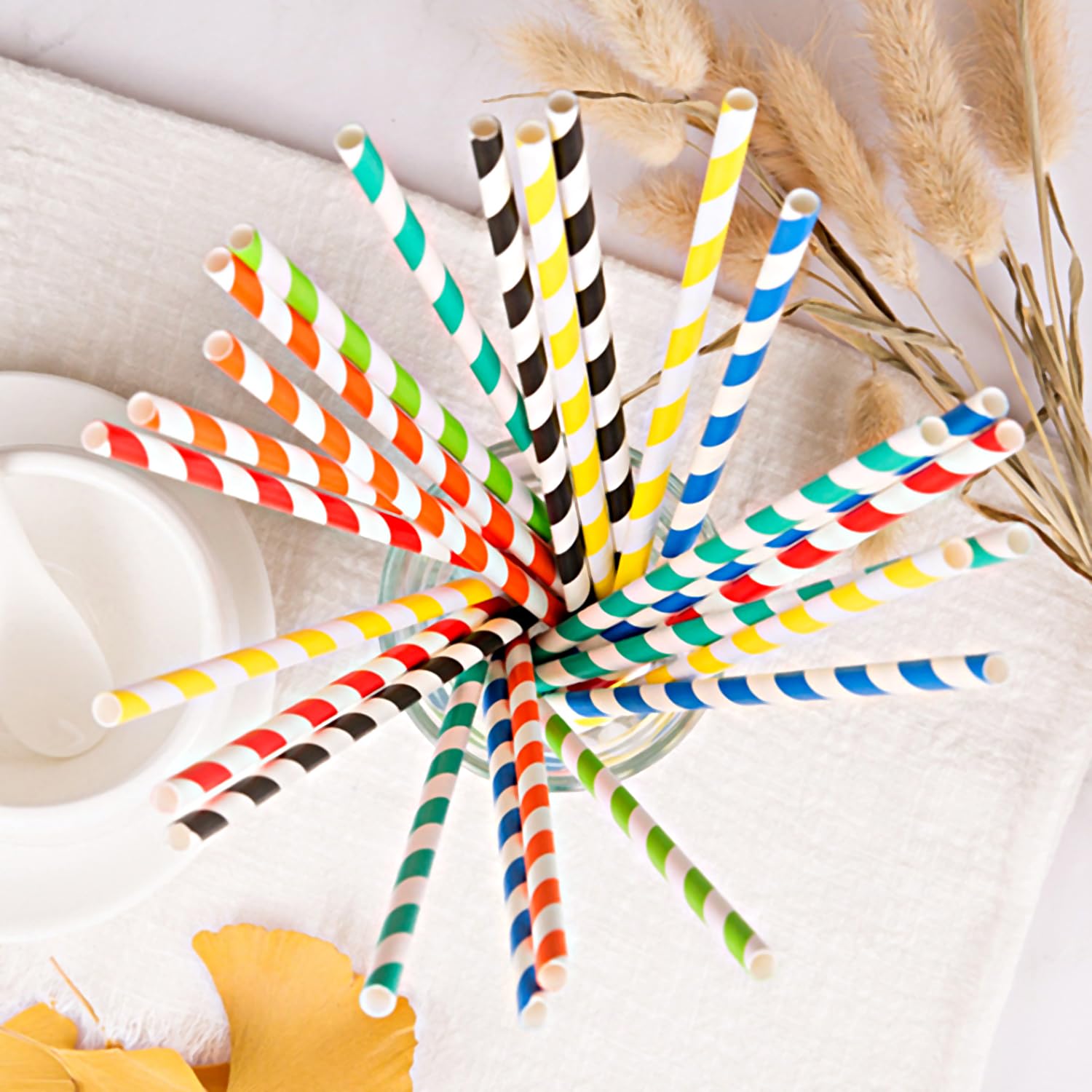 Eco-Friendly Red Striped Paper Drinking Straws - Biodegradable & Compostable - 100 Count for Birthday Parties, Weddings, Baby Showers & Events - Perfect for Cocktails, Smoothies & Iced Beverages