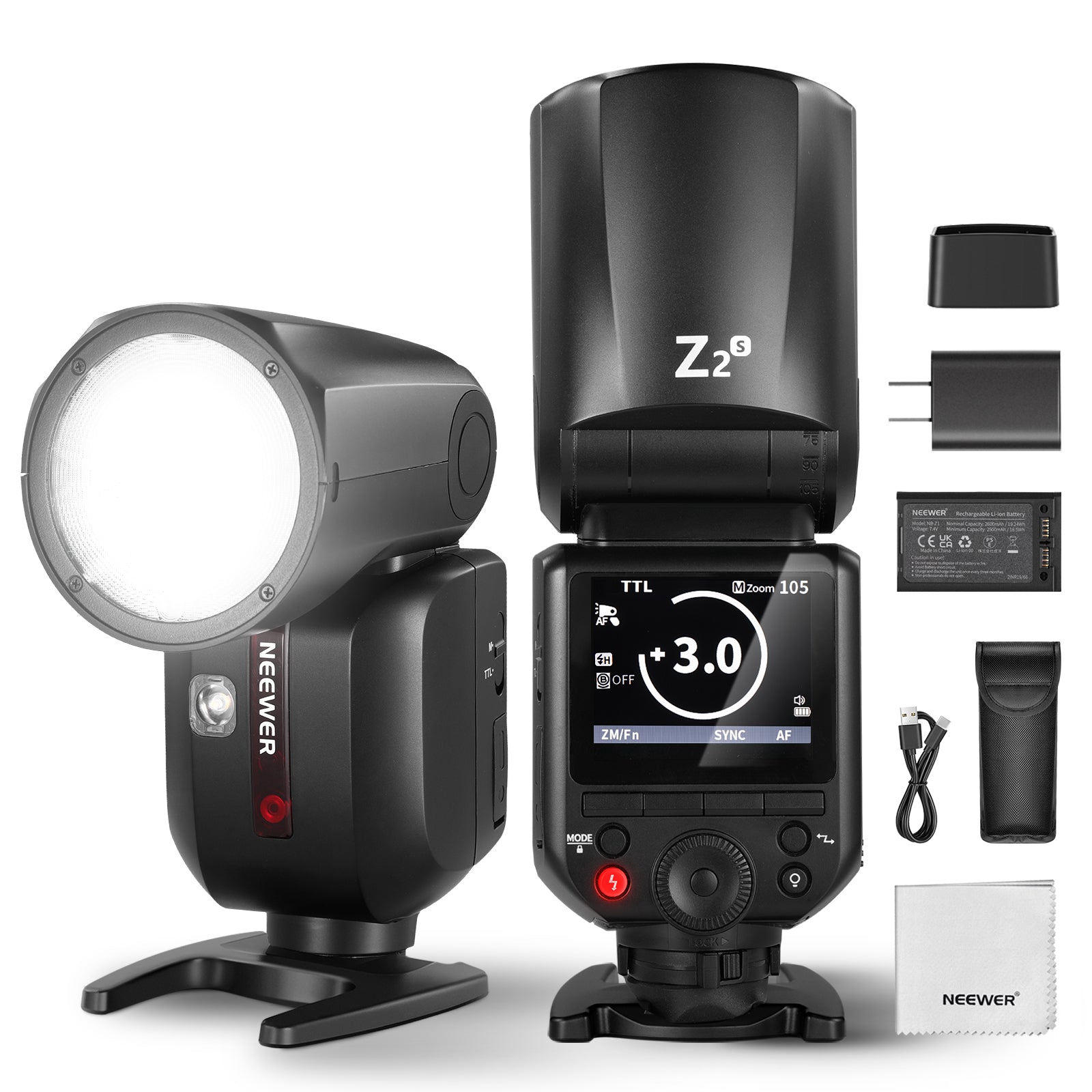 NEEWER Z2 S TTL Round Head Flash Speedlite for Sony Cameras - Professional Photography Lighting for Portraits, Events & Studio Shoots