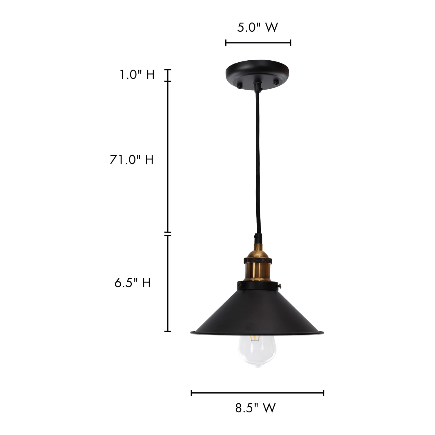 Moe's Home Collection Black Renata Pendant Light - Iron & Aluminum Modern Ceiling Fixture for Dining Room, Kitchen Island, or Bedroom Lighting