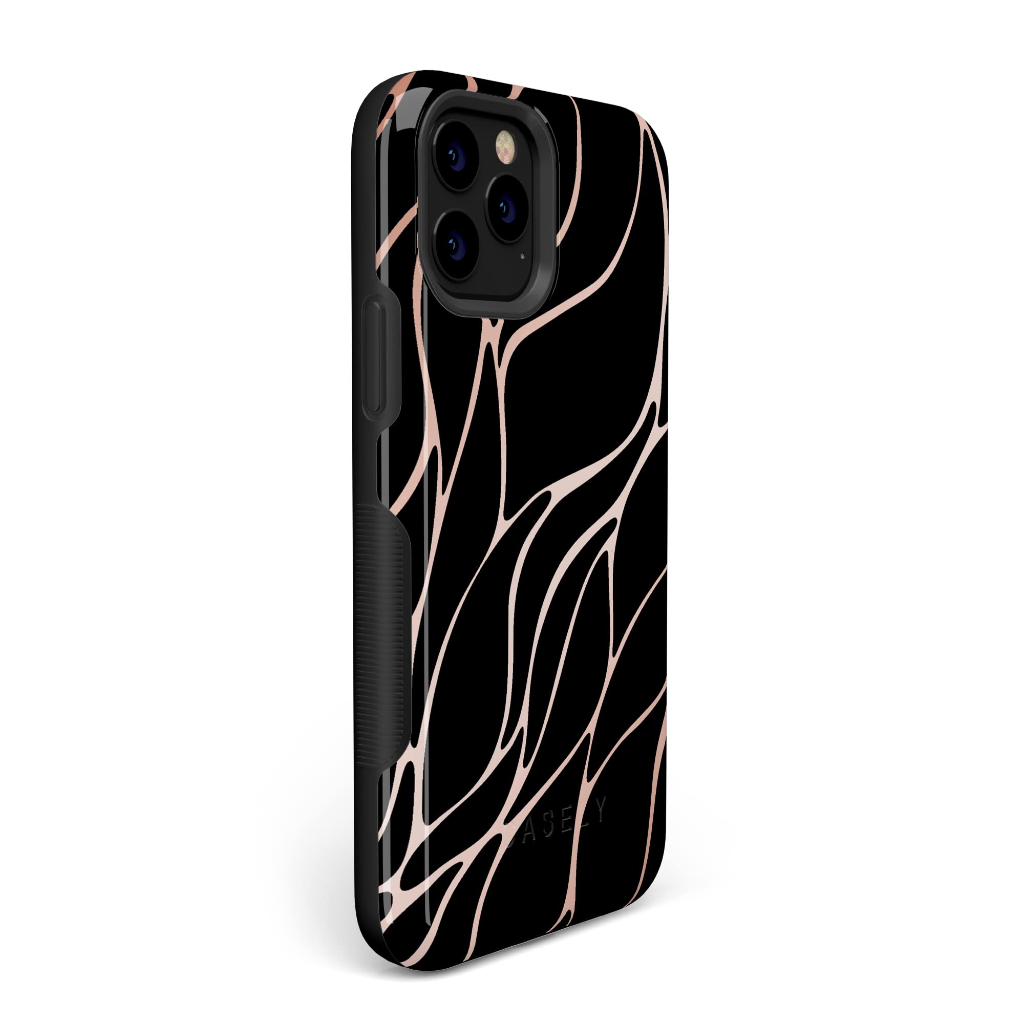 Casely iPhone 11 Pro Max Case - Sleek Black & Gold Metallic Waves Protective Cover | Durable Shockproof Phone Case for Everyday Use, Work & Travel