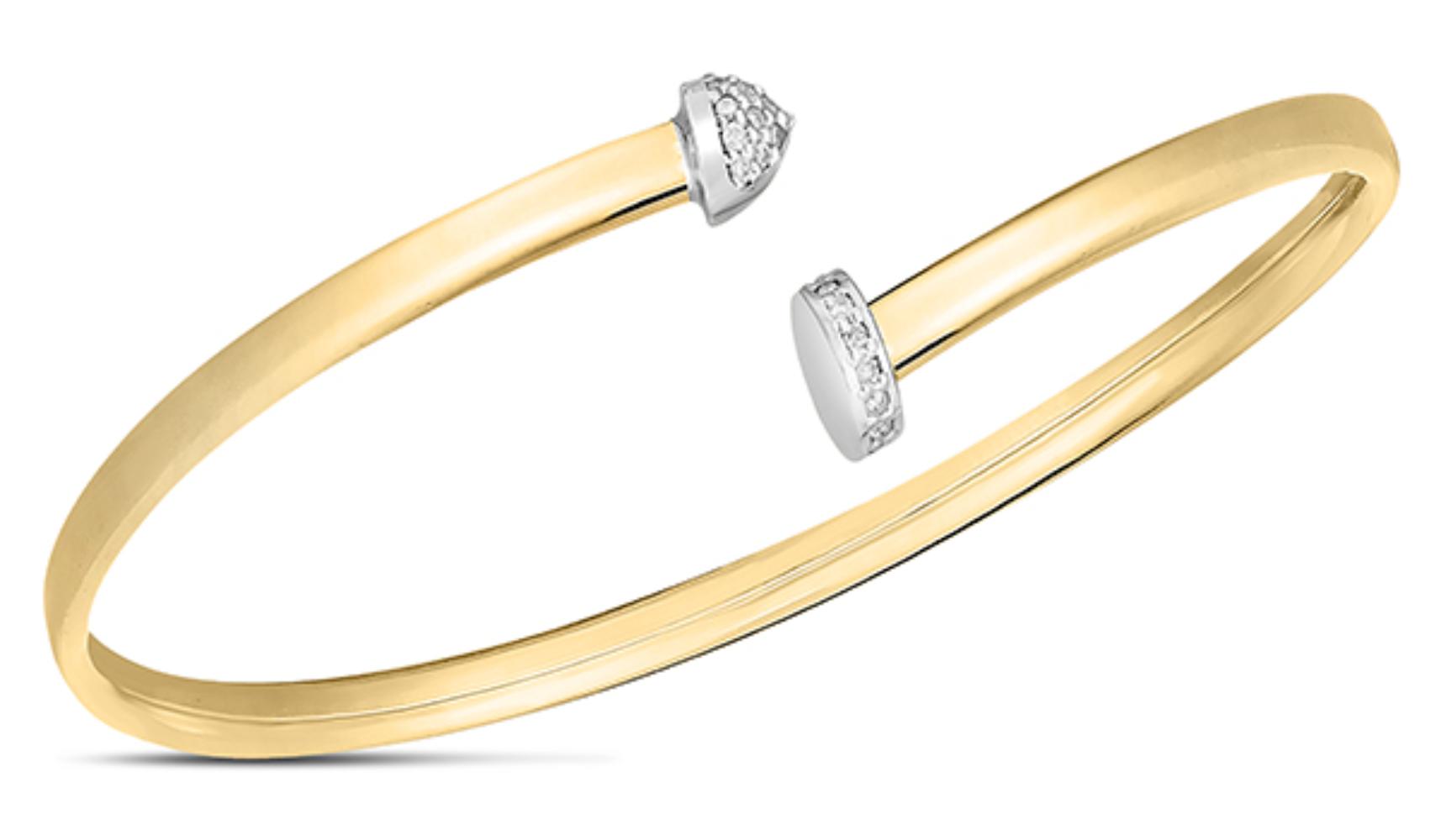14K Gold Diamond Bangle Bracelet for Women - Elegant Stackable Jewelry for Parties, Weddings & Everyday Wear