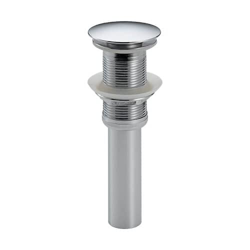 Delta Chrome Metal Lavatory Sink Drain Assembly - Push Pop-Up Less Overflow for Bathroom Vanity & Powder Room Sink Installation