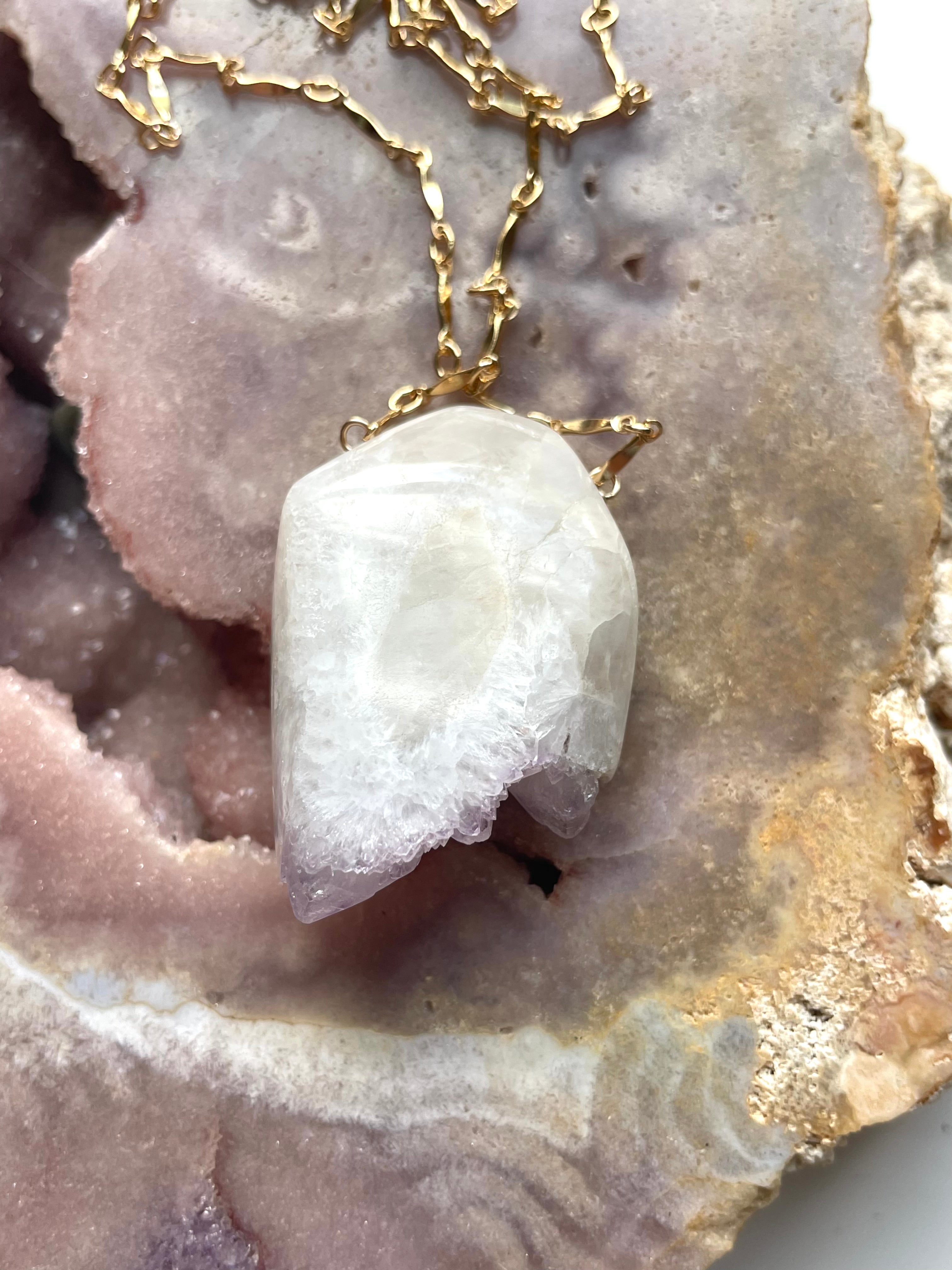 Spirit Quartz Amethyst Statement Necklace - 14K Gold Filled Pendant for Women | Elegant Boho Jewelry for Parties, Weddings & Special Occasions