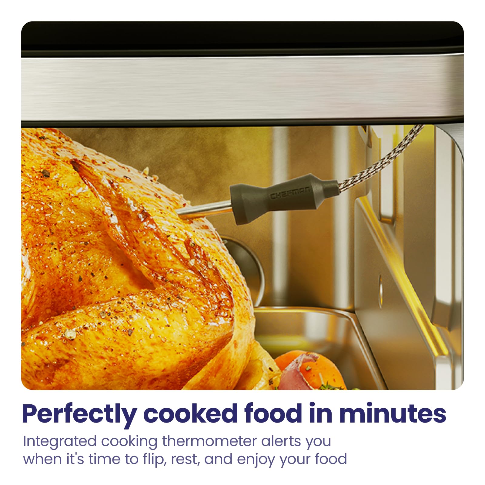 Chefman 12-in-1 Air Fryer Toaster Oven Combo with Probe Thermometer - 20QT Stainless Steel Convection Countertop Oven for Baking, Roasting & Toasting - Fits 10