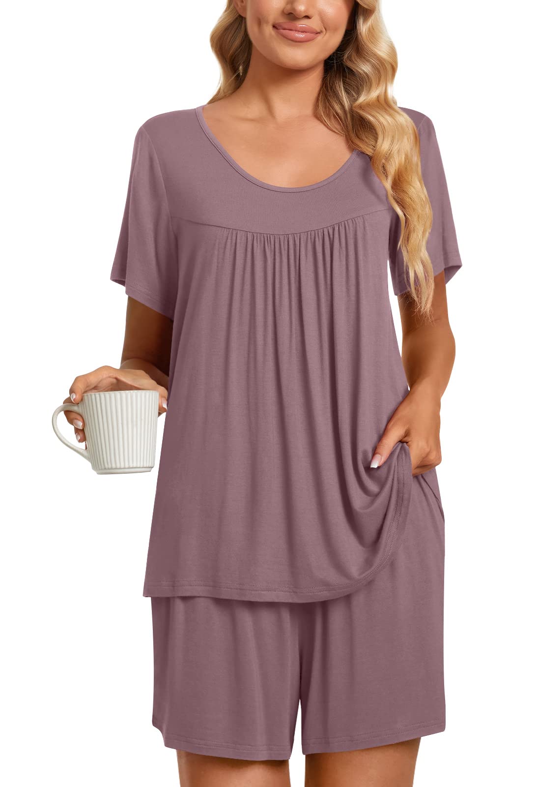 TAOHUADAO 2 Piece Women's Pajama Sets - Soft Cotton Sleepwear with Pockets, Comfy Lounge Pjs for Women, Perfect for Sleeping, Relaxing at Home & Travel