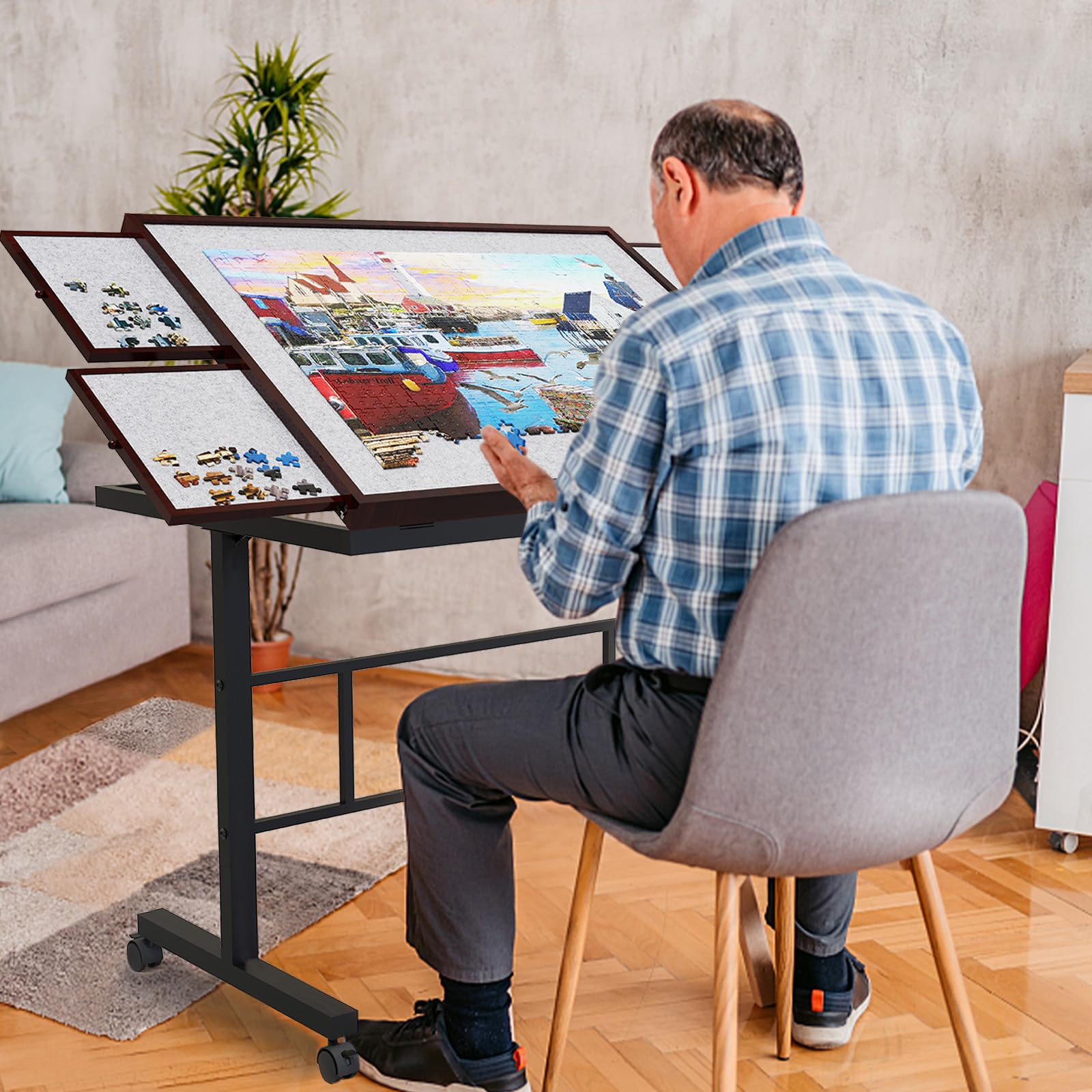 1500-Piece Adjustable Jigsaw Puzzle Table with 5 Angle Positions & Storage Drawers - Premium Puzzle Board for Adults - Perfect for Family Game Nights, Relaxation & Home Decor