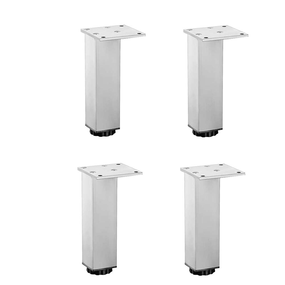 Adjustable Metal Aluminum Alloy Sofa Legs - 6cm Silver Replacement Furniture Feet for DIY TV Cabinet, Bathroom Cabinet & Bed - Set of 4 with Screws - Perfect for Home Renovation & Furniture Upgrades