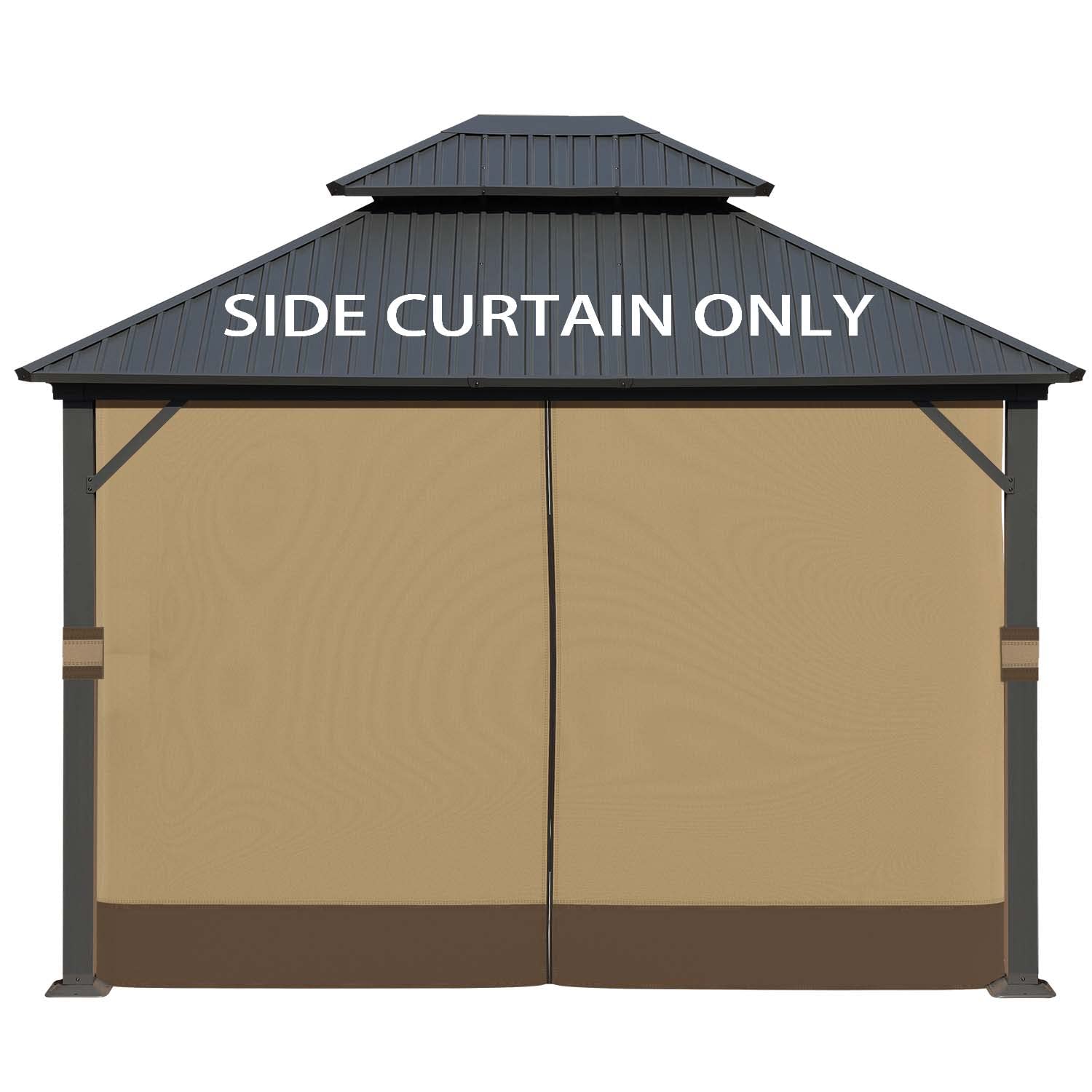 Aoodor 10' x 10' Gazebo Privacy Curtain Set - 4 Panels Side Walls for Outdoor Patio, Garden, Backyard, Camping (Curtain Only) - UV Protection & Weather Resistant