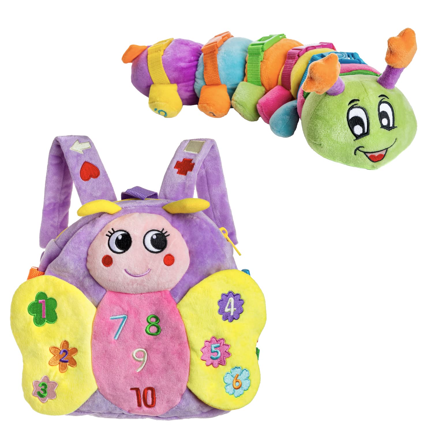 Buckle Toys - Blossom Butterfly & Bentley Caterpillar Bug Buddies Bundle Set | Sensory Learning Toys for Toddlers | Perfect for Travel, Daycare & Autism Therapy