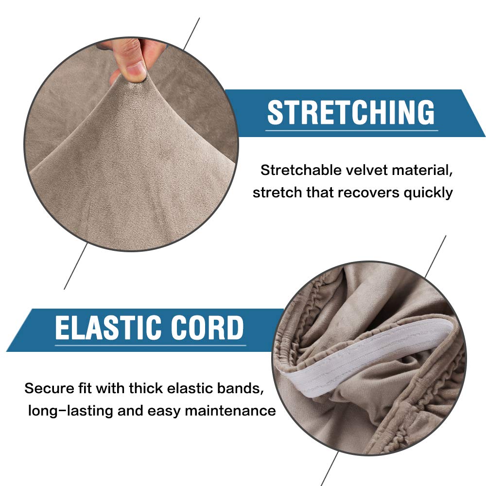 Stretchable Velvet Dining Chair Covers Set of 4 - Washable Parson Chair Slipcovers for Dining Room, Soft Thick Solid Fabric Protectors in Taupe | Perfect for Home Decor, Dinner Parties & Everyday Use