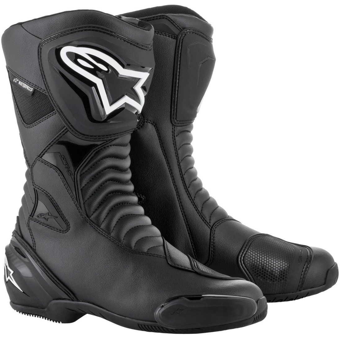 Alpinestars SMX-S Waterproof Motorcycle Boots for Men & Women - Black/Black Size 37 - Durable Riding Shoes for Street & Track Use