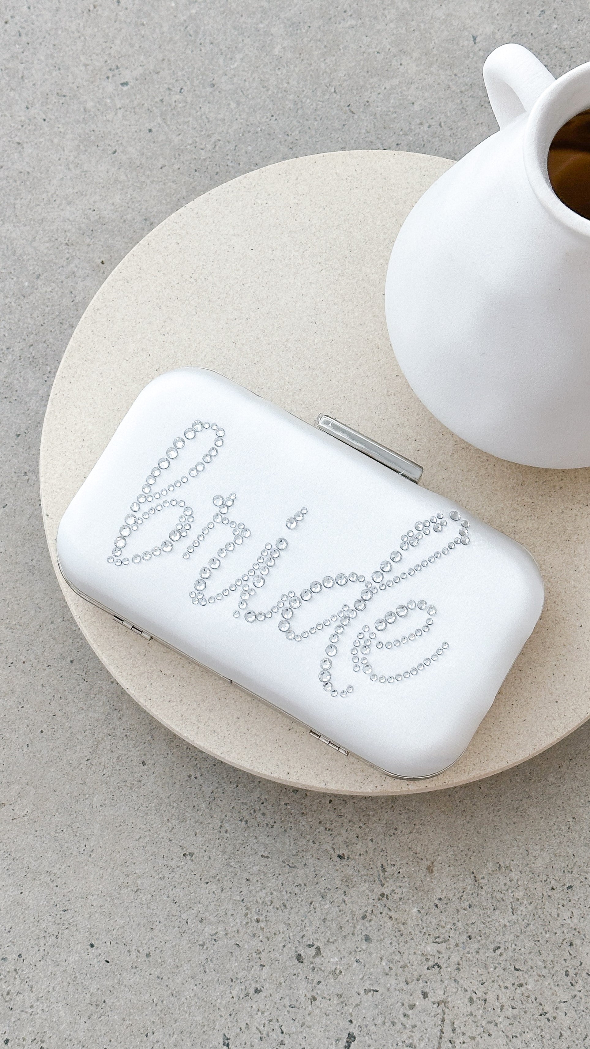 Elegant Silver Satin Bridal Clutch for Wedding - Perfect for Bride's Special Day & Formal Events