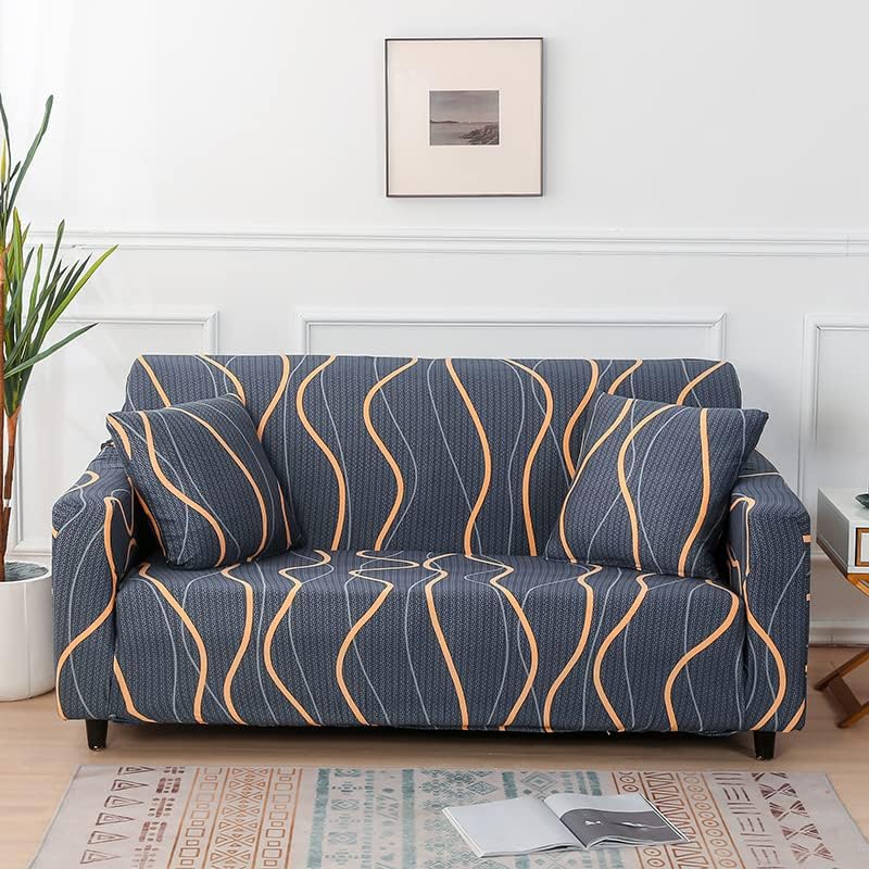 Stretch Printed Sofa Cover Slipcover - Soft Patterned Armchair Covers for Living Room, Bedroom, Office (TWBL, Armchair) - Perfect for Home Decor & Furniture Protection
