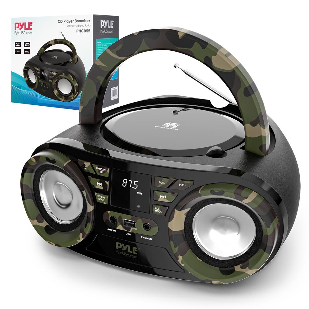 Portable CD Player Boombox with AM/FM Stereo Radio | Bluetooth Speaker & USB/SD Card Reader | Perfect for Home, Office, and Outdoor Use