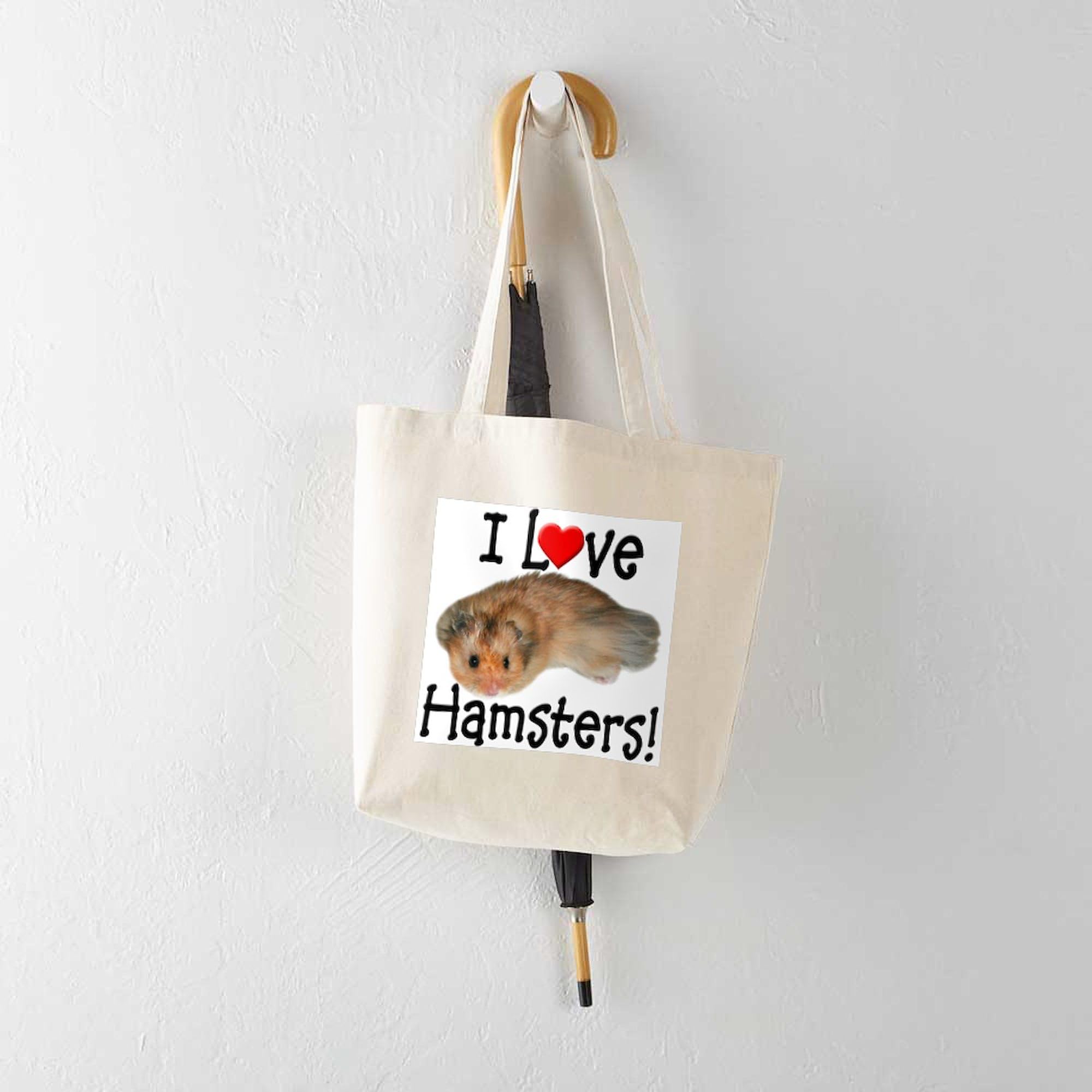 I Love Hamsters Tote Bag - Natural Canvas Reusable Shopping Bag for Groceries, Beach & Daily Use | Cute Hamster Lover Gift