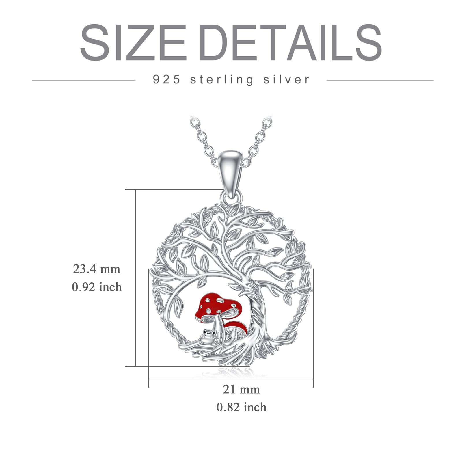 925 Sterling Silver Mushroom Frog Necklace - Cute Botanical Jewelry Gift for Women, Wife, Girlfriend, Sister - Perfect for Birthday, Anniversary & Nature Lovers - Boho Chic Style for Everyday Wear & Special Occasions
