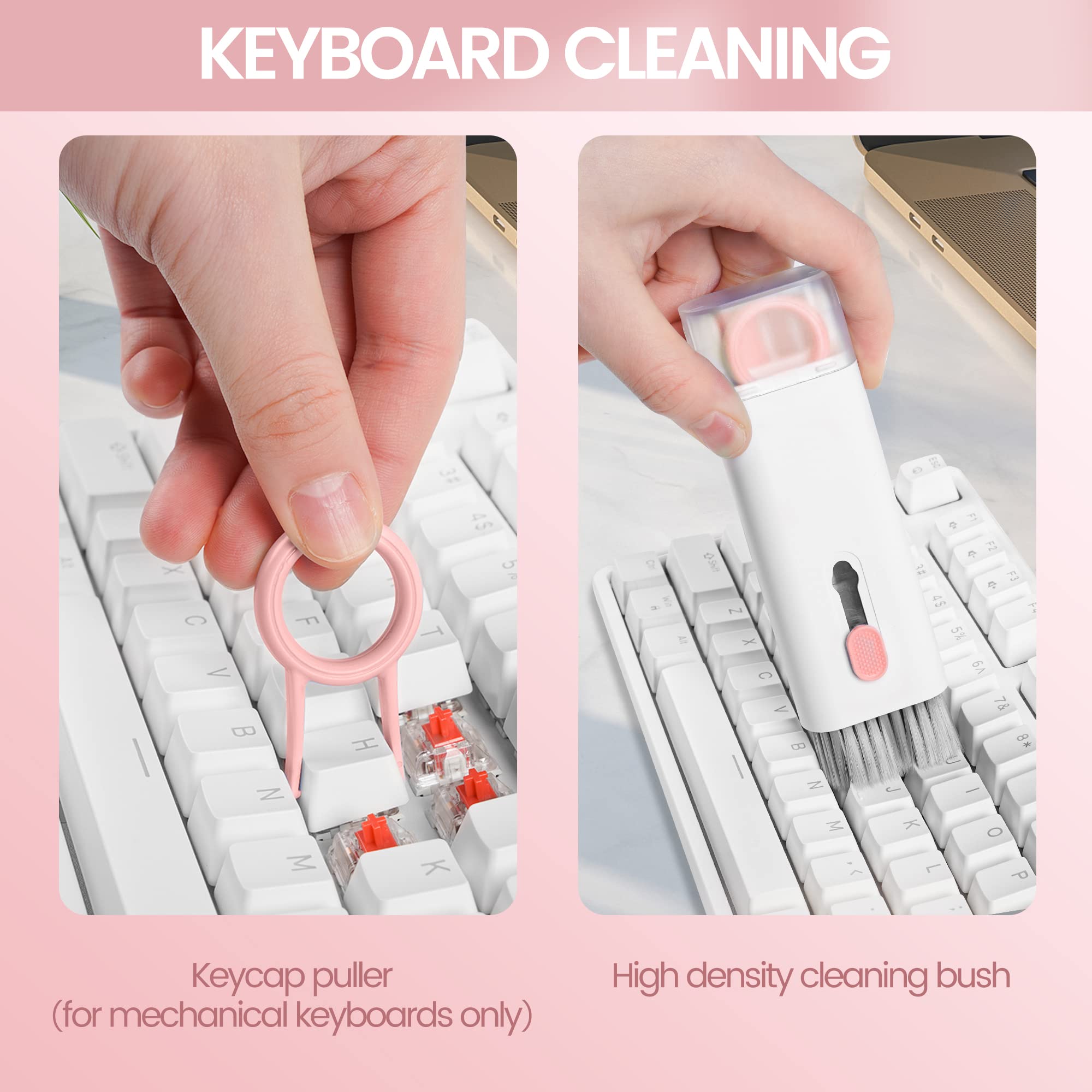 Premium Electronics Cleaning Kit for MacBook, iPad, iPhone & AirPods - Laptop Screen Cleaner, Keyboard & Earbud Cleaning Tools - Safe for All Devices (Pink) | Perfect for Home, Office & Travel Use