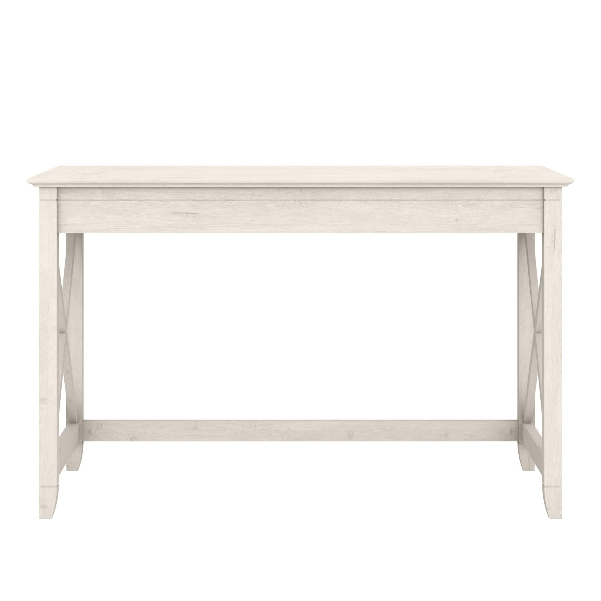 Bush Furniture Key West Collection Writing Desk - Small Modern Farmhouse Style Home Office Desk in Linen White Oak | Perfect for Remote Work, Study & Small Spaces
