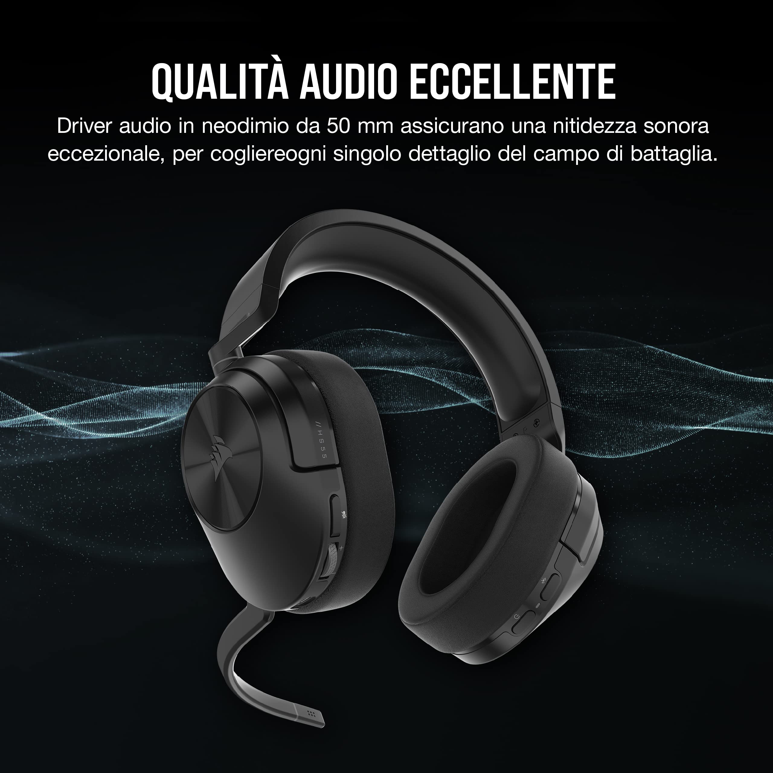 CORSAIR HS55 WIRELESS CORE Lightweight Gaming Headset - Omnidirectional Microphone - Neodymium Drivers - 50ft Wireless Range - iCUE Compatible - for PC, PS5, PS4, Nintendo Switch - Carbon Finish - Perfect for Competitive Gaming & Home Entertainment