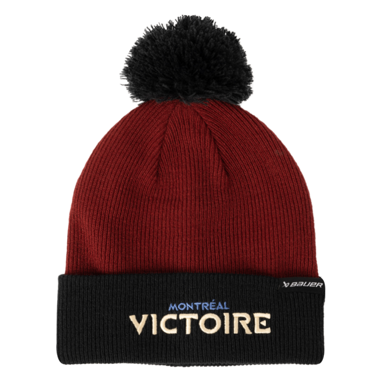 Bauer PWHL Knit Pom Men's Montreal Victoire Hockey Hat - Winter Beanie for Hockey Fans & Outdoor Activities