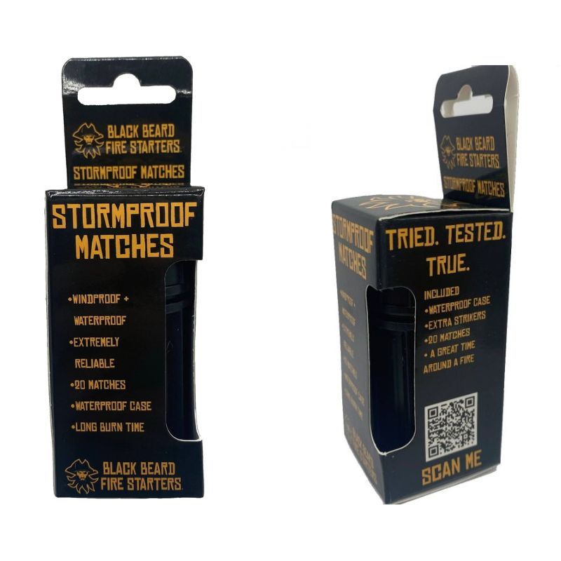 Black Beard Stormproof Matches - Waterproof & Windproof Survival Matches for Camping, Hiking, and Emergency Preparedness