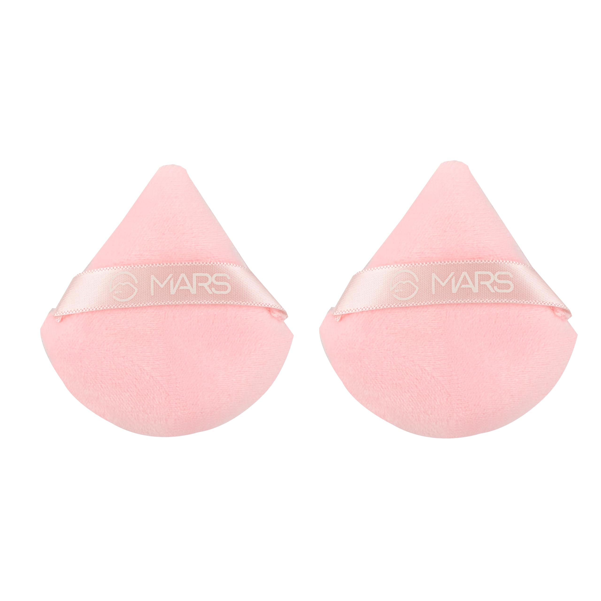MARS Triangle Powder Puff for Face Makeup - Dual Side Soft Puff for Loose & Pressed Powder Application - Washable & Reusable with Comfortable Strap (Pack of 2) - Perfect for Travel, Touch-ups & Professional Makeup Kits