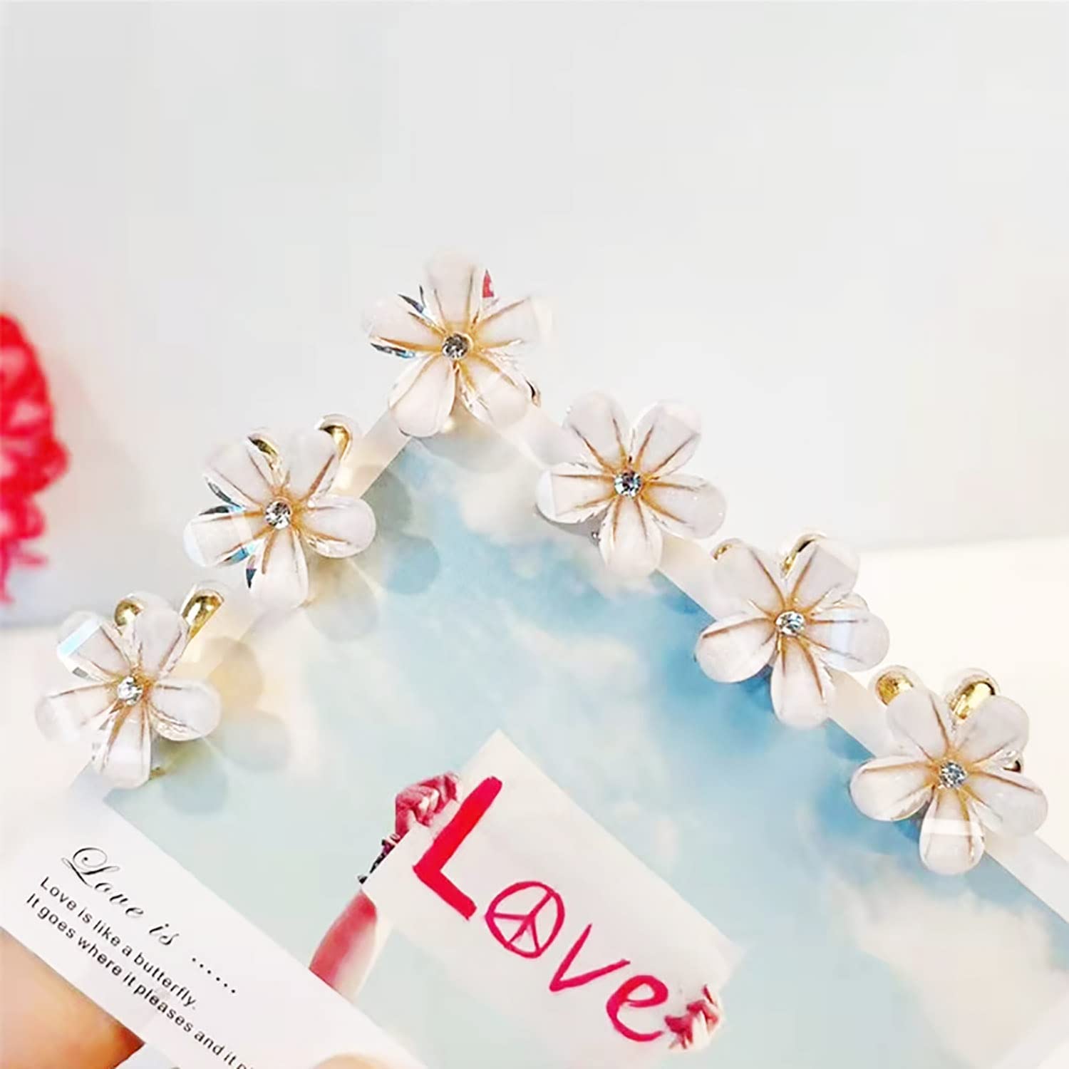 12 Pack Small Pearl Hair Claw Clips - Mini Crystal Flower Spring Floral Hair Clips for Women & Girls - Sweet Artificial Flower Crystal Barrettes - Perfect for Parties, Weddings & Everyday Hair Accessories