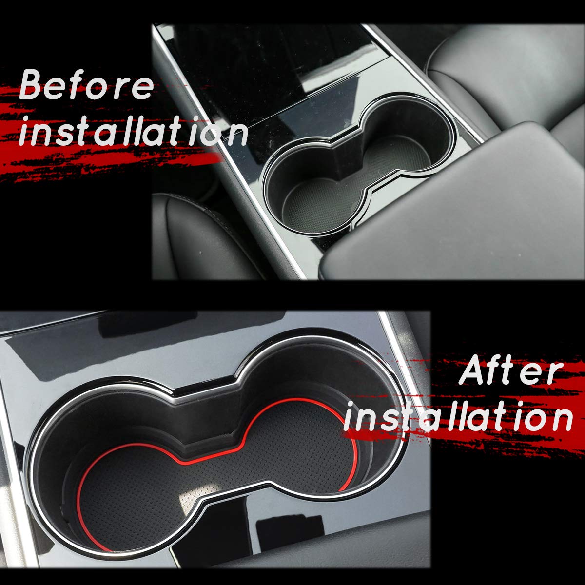 Custom Fit 3D Silicone Cup Holder Coasters for Tesla Model 3 (2017-2023) & Model Y (2020-2023) - Non-Slip Interior Accessories (Red, 3-Pack) | Perfect for Coffee, Drinks & Protecting Your Tesla's Console