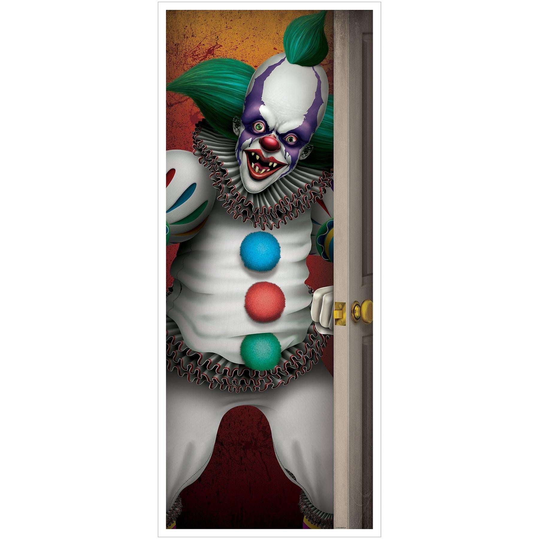 12 Pack Beistle Halloween Creepy Clown Door Cover Decorations - Scary Party Supplies for Indoor & Outdoor Halloween Decor, Haunted House, Spooky Party Backdrop