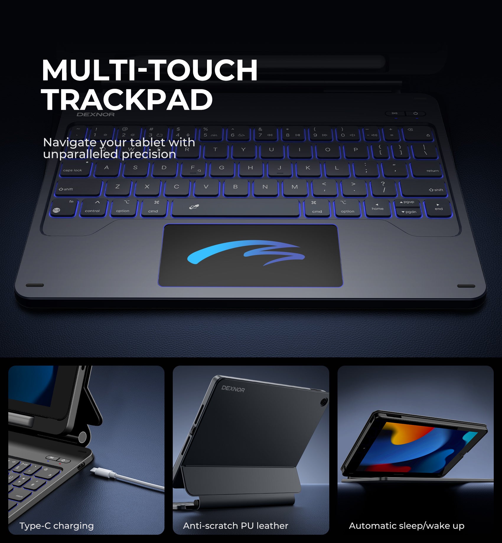 Dexnor Magnetic Keyboard Case for iPad 9th/8th/7th Generation 10.2 inch - Floating Cantilever Stand, Magic Style Protection | Perfect for Work, Study & Travel
