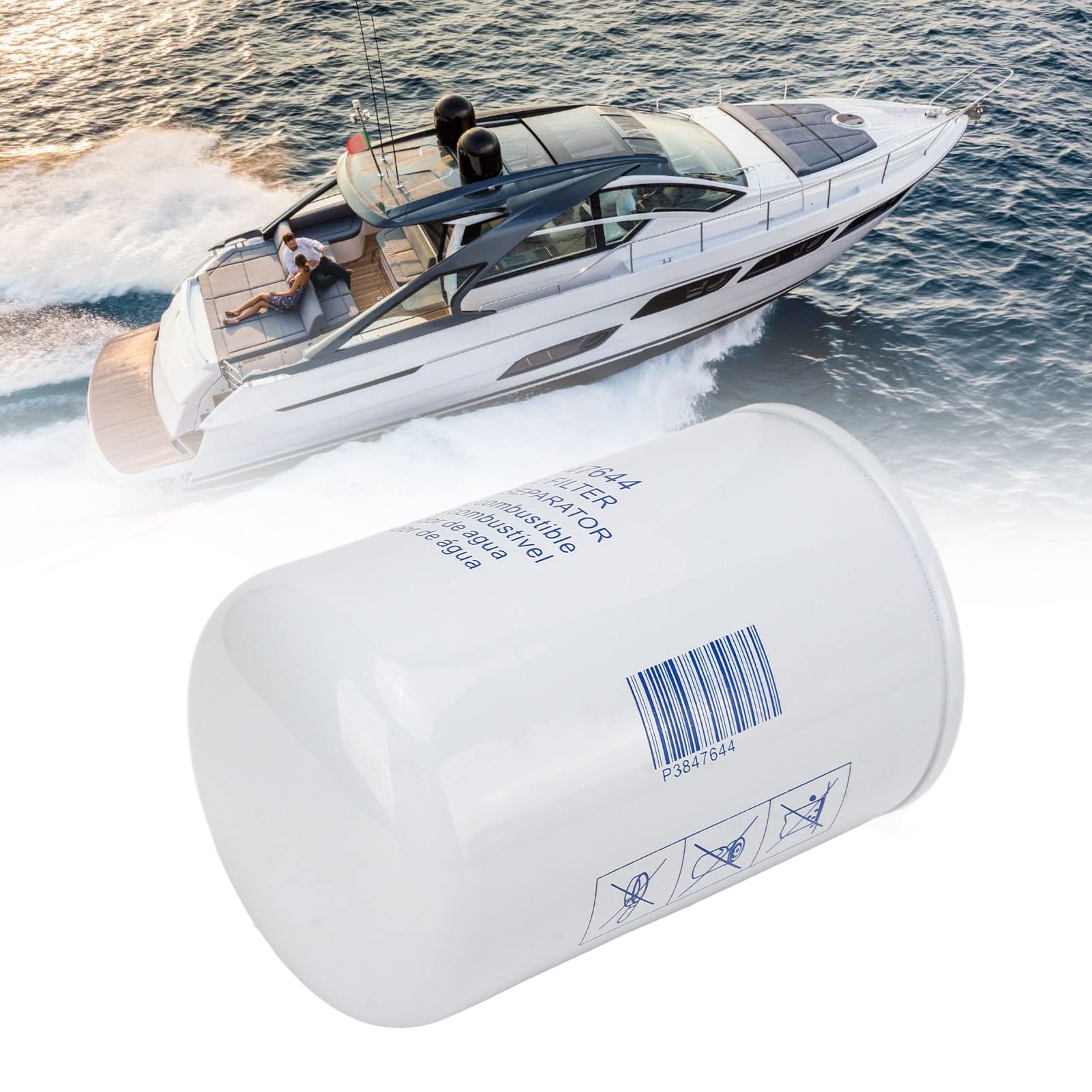 EXCLUZO Marine Engine Fuel Filter - High Performance Water Separating Fuel Filter 3847644 for Boats, Yachts & Watercraft | Prevents Engine Damage from Contaminated Fuel