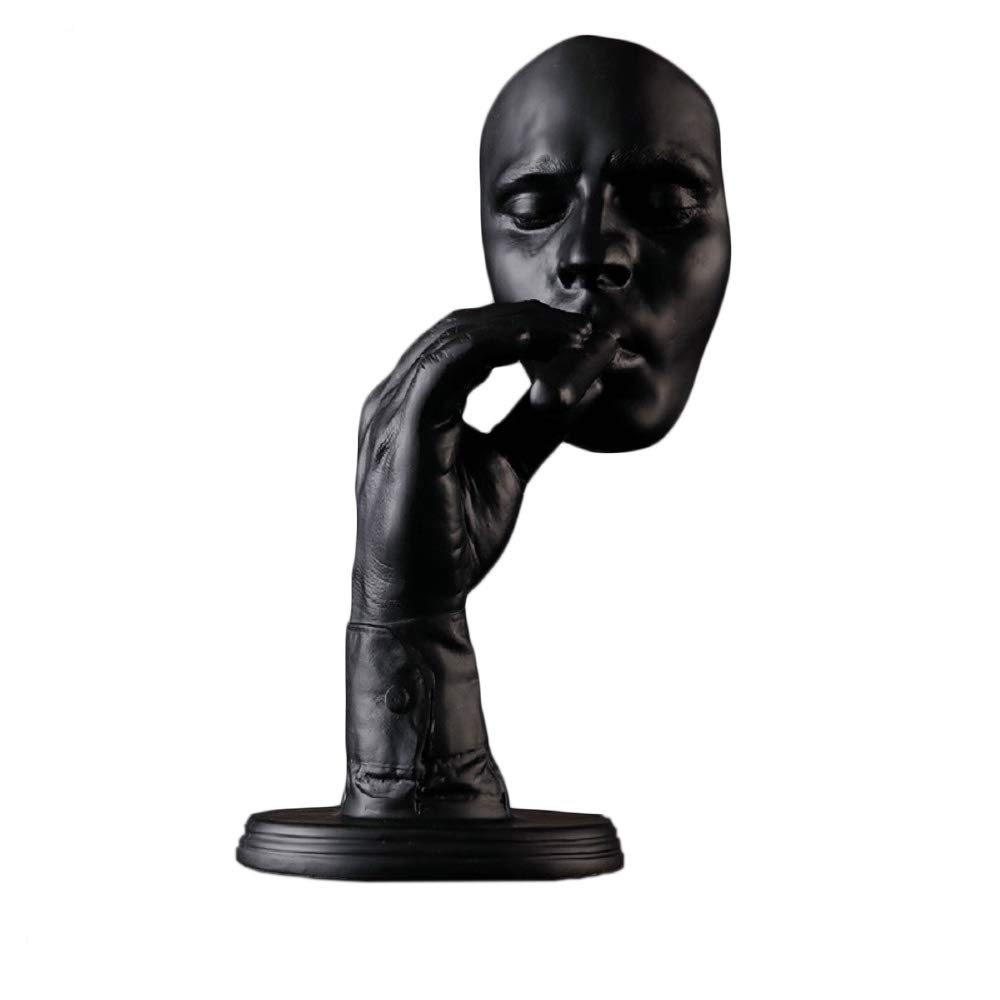 Abstract Smoking Cigar Man Sculpture - Polyresin Face Statue for Modern Home & Office Decor | Unique Desk Accessory for Men's Study, Lounge & Smoking Room