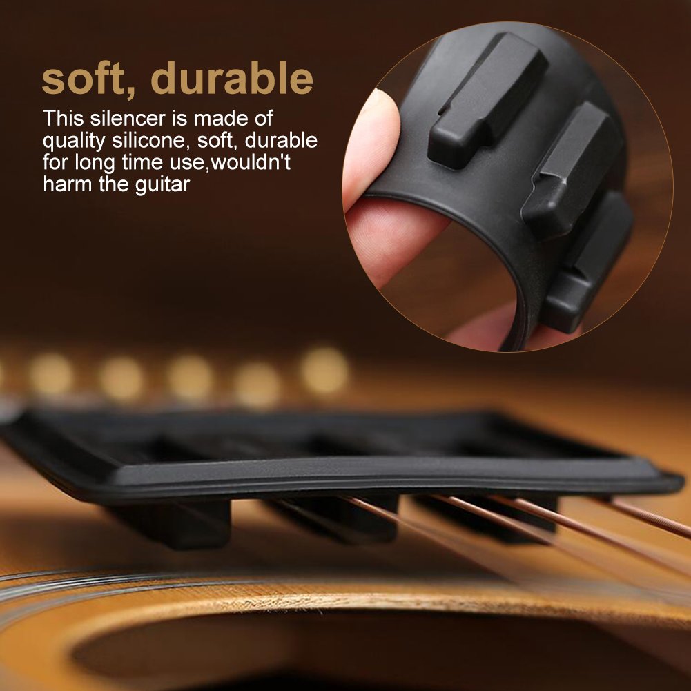Bass Guitar Dampener - Silicone Guitar Mute Silencer for Practice, Black String Mute Training Tool | Perfect for Quiet Practice, Studio Recording & Noise Reduction