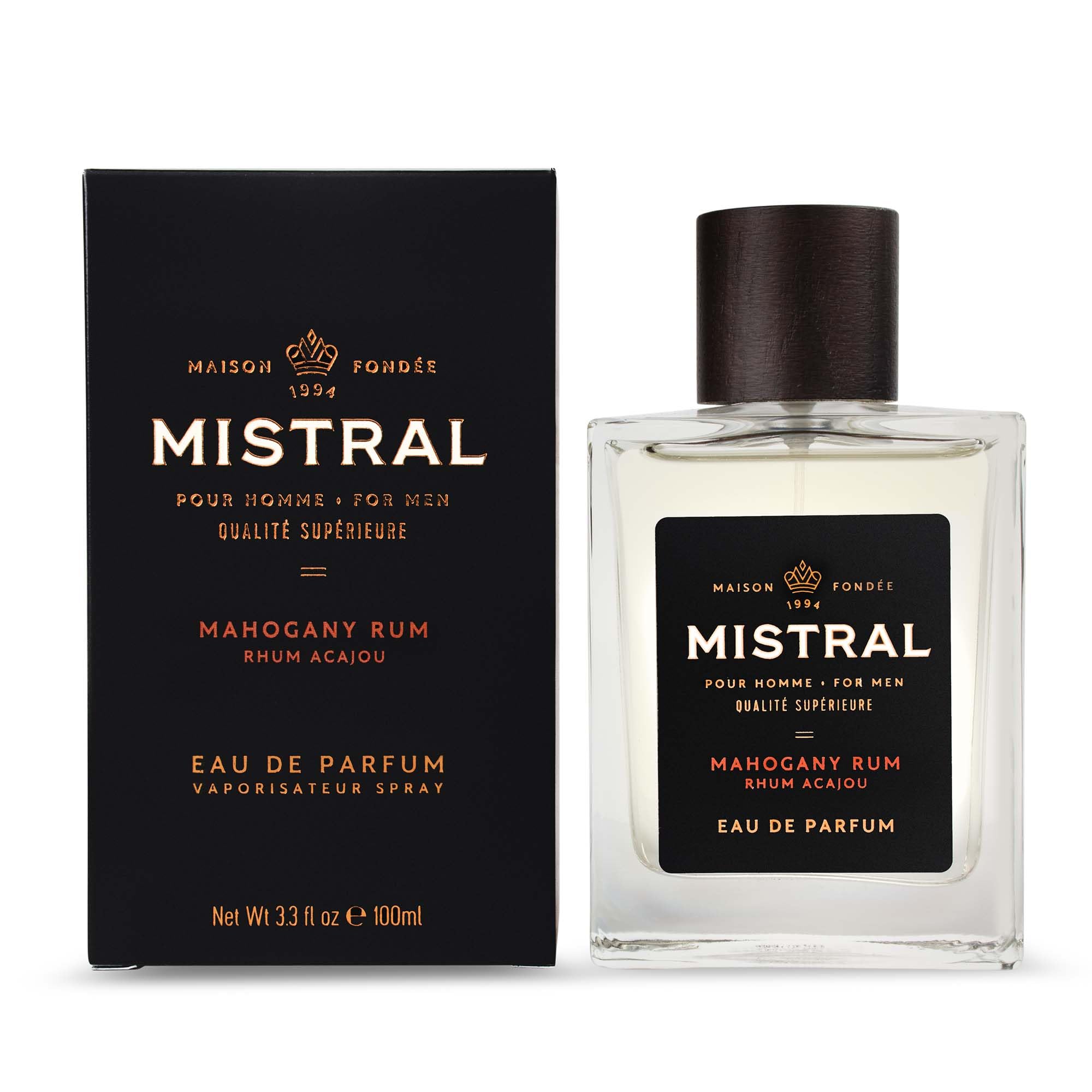 Mistral Men's Cologne for Men - Mahogany Rhum Fragrance, 3.3 Oz Eau de Toilette Spray - Perfect for Date Night, Office & Special Occasions