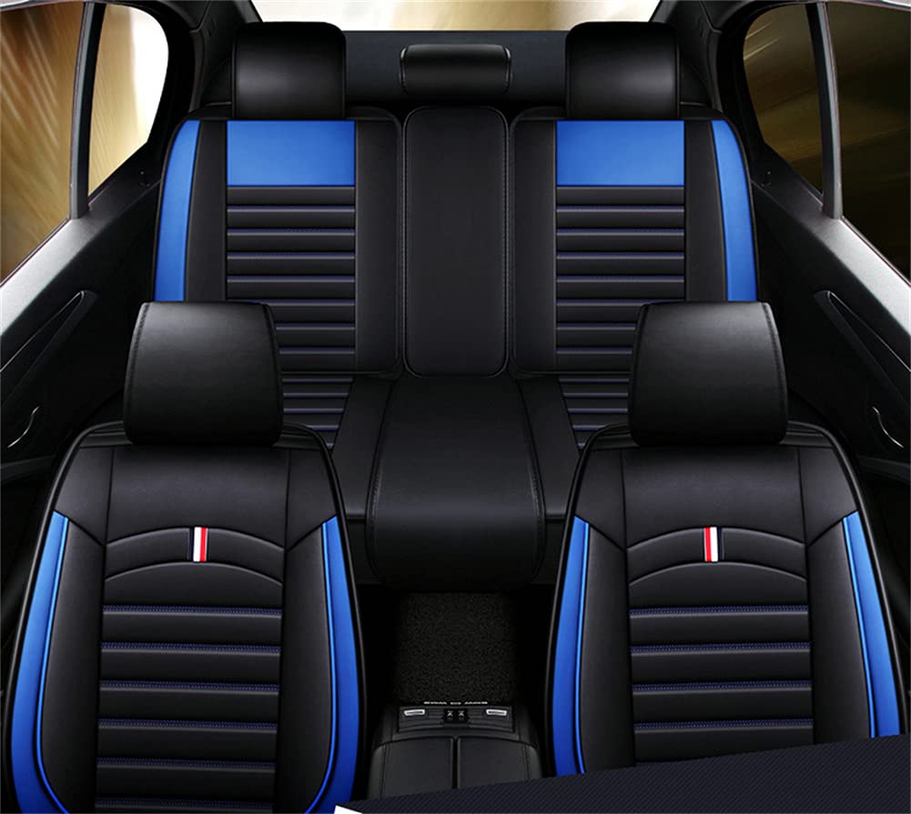 Premium Luxury Leather Car Seat Covers for Dacia Duster Prestige - Waterproof, Wear-Resistant, Airbag-Compatible Seat Protector (Black/White) - Perfect for Road Trips, Daily Commutes & Car Interior Protection