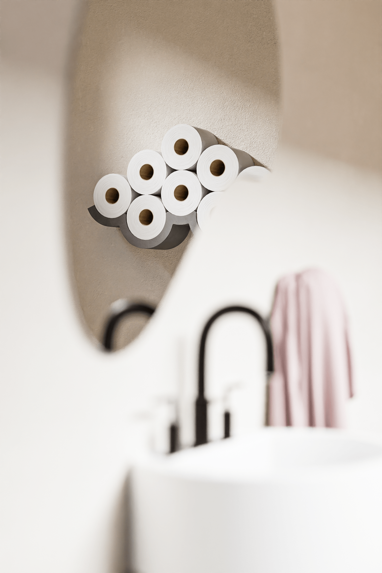 Lyon Beton Cloud 545 Wall Mounted Toilet Paper Holder - Modern Bathroom Tissue Dispenser for Home & Commercial Use | Durable Stainless Steel Design | Perfect for Restrooms, Hotels, and Offices