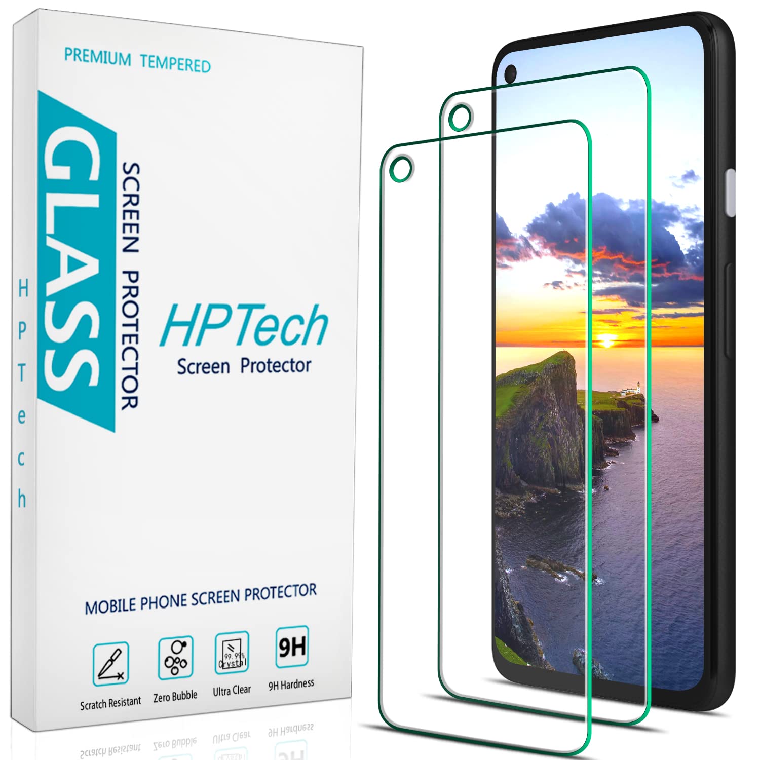 HPTech 2-Pack Google Pixel 4a 5G Tempered Glass Screen Protector - Anti-Scratch, Bubble-Free for Daily Protection