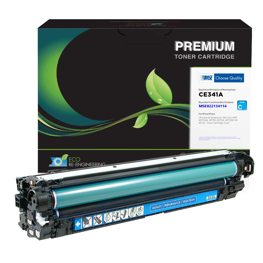 MSE Remanufactured Toner Cartridge Replacement for HP CE341A (HP 651A) Cyan | High-Quality Compatible Printer Ink | Perfect for Home & Office Printing Needs