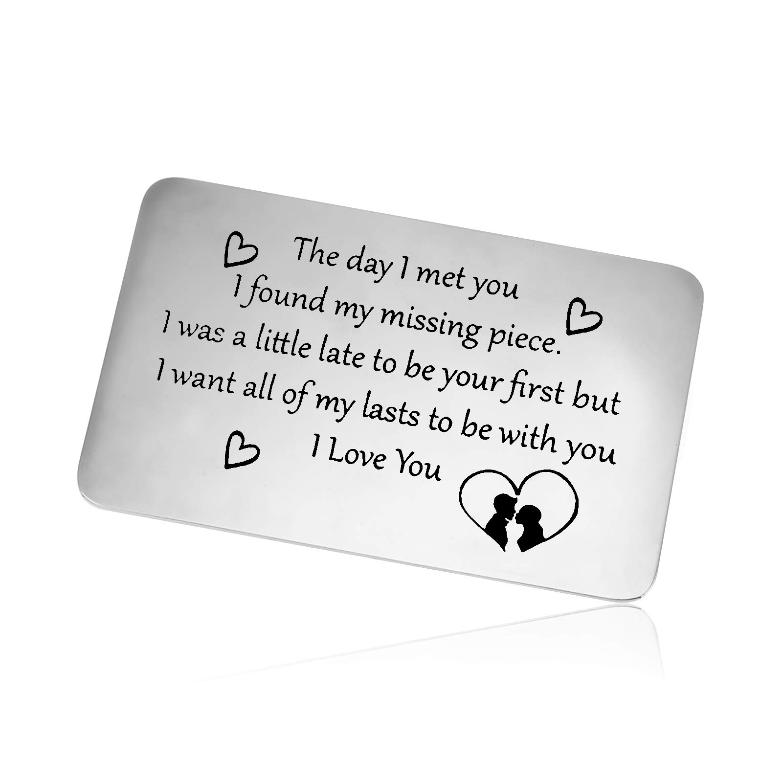 Personalized Engraved Metal Wallet Insert Card - Unique Anniversary, Valentine's Day & Birthday Gift for Husband, Boyfriend, Fiance | Romantic Couple Gift for Men | Perfect for Weddings, Special Occasions & Everyday Carry