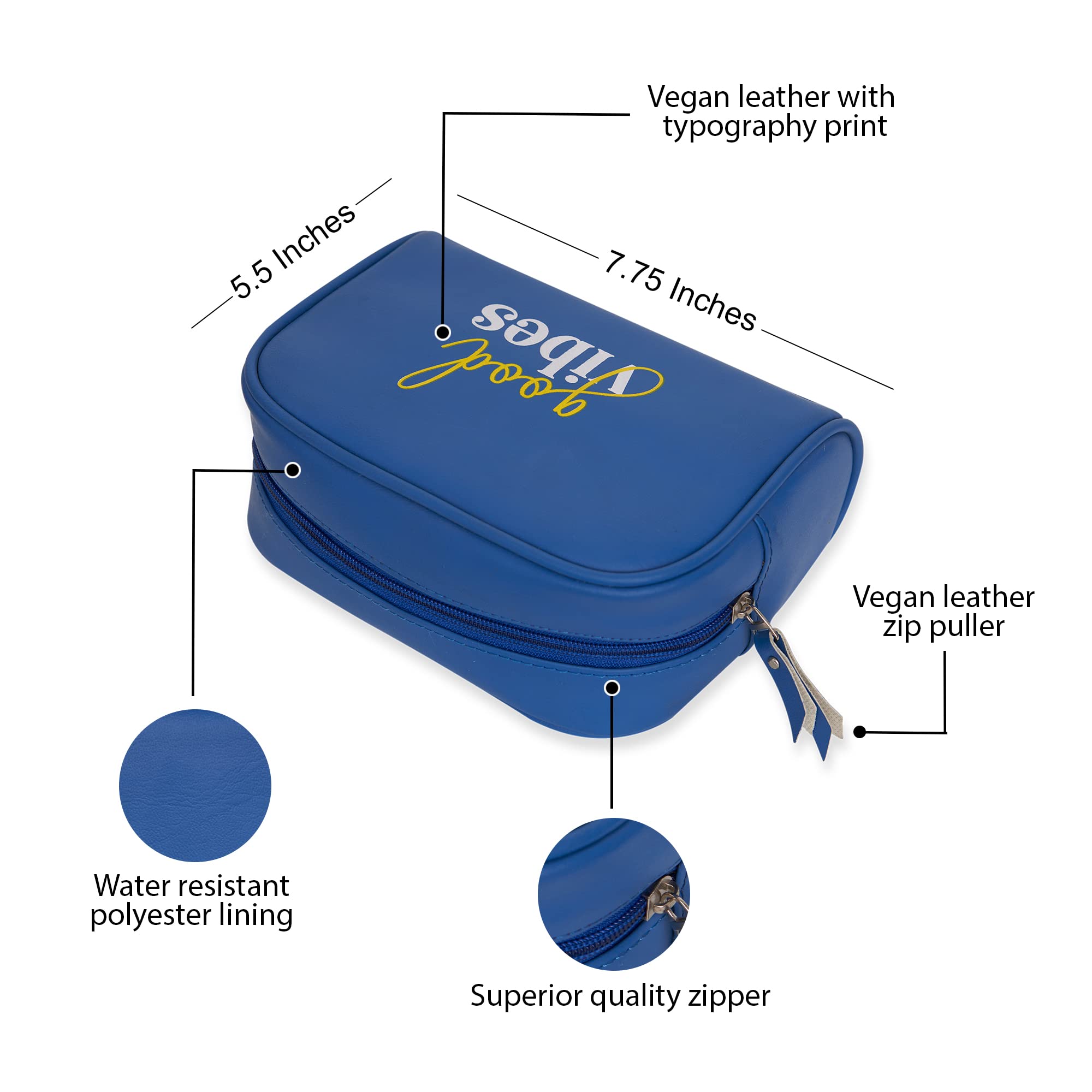 Doodle Multipurpose Cosmetic Bag for Women - Waterproof Travel Makeup Pouch & Toiletry Organizer (Good Vibes) - Perfect for Travel, Gym, and Daily Essentials Storage