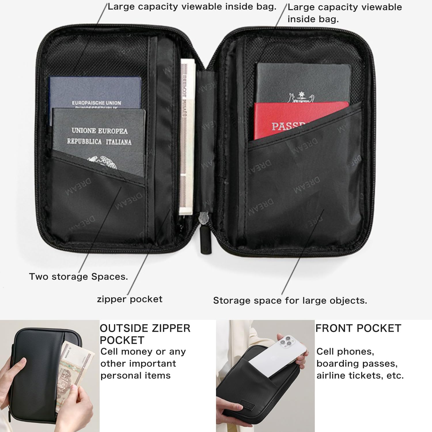 Waterproof RFID Blocking Passport Holder Wallet - Secure Travel Document Organizer for Men & Women | Perfect for International Trips, Business Travel & Vacation Essentials (Black)